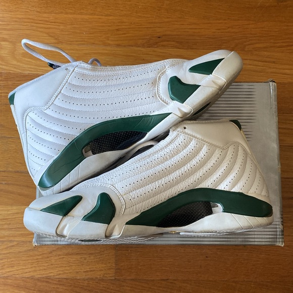 {SOLD} Men’s Air Jordan 14 Retro, White/Black Forest-Lt Graphite, size 10.5 - Picture 2 of 11